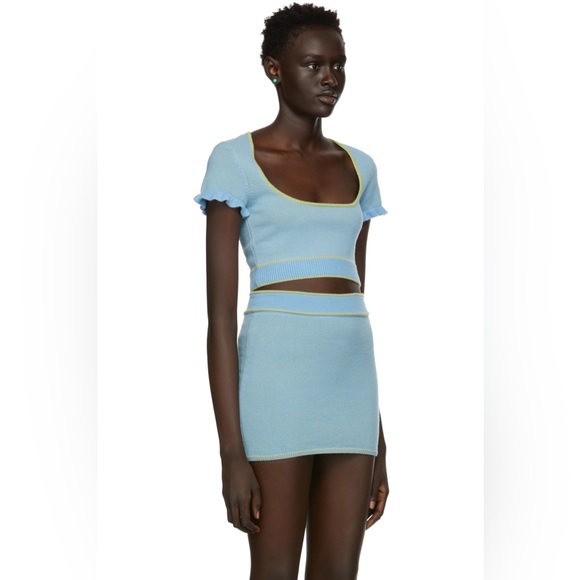 NWT DANIELLE GUIZIO Blue Scoop Neck T-Shirt - Picture 3 of 8